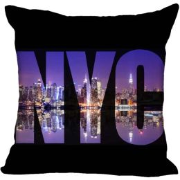 Custom New York City Square Pillowcase Custom Zippered Pillow Cover Case 45x45cm(One Side)