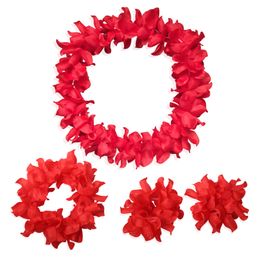 4 pcs/set Festival Wedding Party Decorations Supplies Hawaiian Luau Petal Leis Beach Tropical Flower Necklace