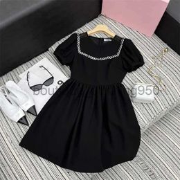 Basic & Casual Dresses Designer Women's Dress 2024 new patchwork organza studded bead loop bubble sleeve waistband puffy dress skirt