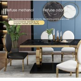 Luxury Kitchen Tables Home Furniture Marble Tabletop Dining Table And Chairs Sets Rectangle Dining Room Table
