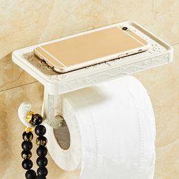 Vidric Antique Carved Bathroom Paper Mobile Phone Tissue Holder Toilet Paper Dispenser with Shelf Towel Rack Toilet Paper Holder
