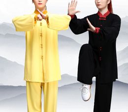 Top quality Lengthening female kung fu clothing martial arts performance uniforms Tai chi taiji wushu suits yellow/black
