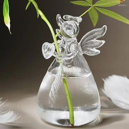 Vases Angel Glass Vase Handmade Gift For Birthday Christmas Valentine's Day Decor Plant Flower Transparent Home Decoration