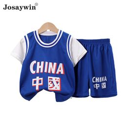 Summer Children Suits Kids Girls Boys Sports Print 2 Pieces Sets Short Sleeve Top+Shorts Kids Teenager Basketball Clothes Sets