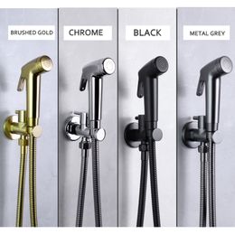 Bidet Sprayer Cold Set Brass Body Valve ABS Plastic Sprayer Gold Matt Black Grey Finishing Toilet Bathroom Fixture