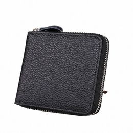 luufan 100% Genuine Leather Men Wallet Zip Around Card Holder Snap Short Purse Coin Pocket Black Real leather Hold Male Wallets Z180#