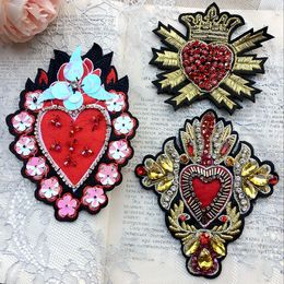 Large heart sequin hand stitched nail beads rhinestones Embroidery clothing decorative cloth stickers DIY coat