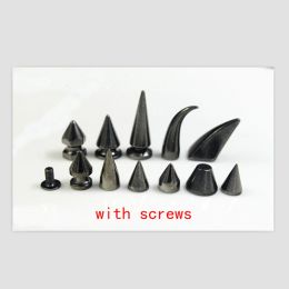 Multiple Size Metal Black Screw Spikes And Studs For Clothes Punk Rock Thorns Rivets For Leather Craft Jacket Accessary