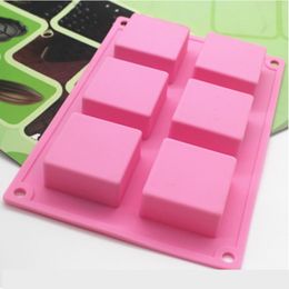 6Cavity Square Soap Silicone Mould DIY Pudding Candy Fondant Cake Baking Tool Homemade Plain Soap Form Tray Moulds Soap Craft Mould