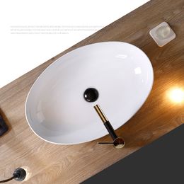 Bathroom Sink Ceramic White ovale Wash Basin Countertop Sinks Drainer Nordic Washbasin Art Shampoo Bowl