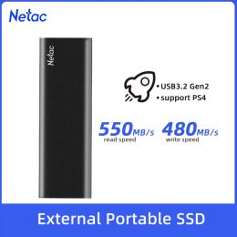 Drives Netac External Portable SSD 250GB 500GB 1TB 2TB SSD Solid Hard Drive External USB 3.1 Type C For Laptop Businessman