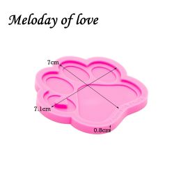 Shiny Love Bear paw Moulds for keychains DIY Dog foot epoxy model resin key keychains moulds silicone custom Mould DY0129