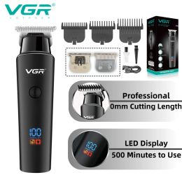 Trimmers VGR Hair Trimmer 0mm Hair Clipper LED Display Hair Cutting Machine Professional Electric Rechargeable 0mm Trimmer for Men V937