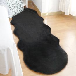 Irregular Fur Rug For Bed Room Hairy Children's Carpets Bedroom Furry Floor Mats Bedside kids Off White Ornaments Rugs korea