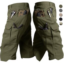 Men's Shorts Summer Urban Outdoor Commuting Tactical Men Workwear Multi-pockets Bermuda Cargo Short Pants Waterproof Sports Ripstop