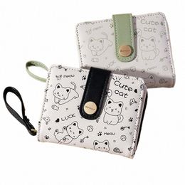 japanese Cute Cat Girls Wallet Short Student ID Bank Card Holder Mey Bag Zipper Wallets For Women Key Storage Purse Coin Purse H3mr#