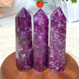 Decorative Figurines Natura Crystals Gem Lepidolite Flash Tower Gemstone High Quality Display Scintillating Office Home Decor Energy Healing