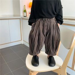 Trousers Lantern Pants Boys Spring 2024 Vertical Stripe Cotton Baby Forest Active Retro Style Wide Legs Causal Loose