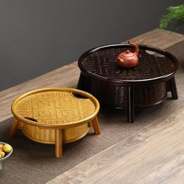 Tea Trays Bamboo Set Storage Box Table Household Dustproof Portable Tray Handmade Small