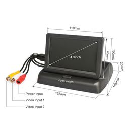 DIYKIT 4.3inch Foldable TFT LCD Backup Car Reverse Rear View Car Monitor for Car Camera DVD VCR