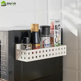 Hooks Kitchen Storage Rack Punch Free Magnetic Absorption Refrigerator Microwave Oven Shelf Seasoning Box