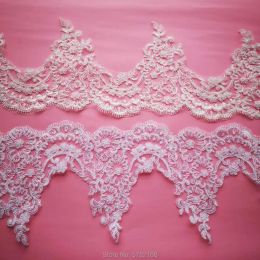 Delicate 1Yard White/Ivory Cording Fabric Flower Venise Venice Mesh Lace Trim Applique Sewing Craft for Wedding Dec. 20cm