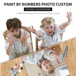 PhotoCustom DIY Oil Painting By Number Portrait Drawing Family Children Personalized Photo Pet Picture By Numbers Custom Kits