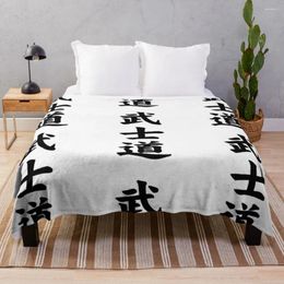 Blankets Bushido In Japanese Kanji Flannel Lash Bed Sublimation Throw Blanket