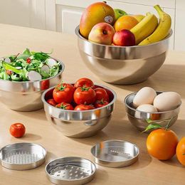 Bowls Mixing With Lids Set Stainless Steel Nesting Kitchen Storage Grater And Non-Slip Bottoms For Baking & Prepping