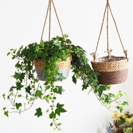 Macrame Vintage Plant Hangers Jute Rope Hanging Planter Woven Garden Plant Storage Basket Indoor Outdoor Flower Pot Home Decor