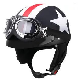 Motorcycle Helmets Retro Style Sunscreen Helmet Half With Goggles For Electric Bike