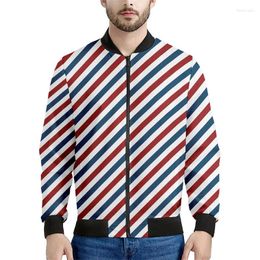 Men's Jackets American Patriotic Patchwork Print Bomber Jacket 3d Long Sleeve Sweatshirt Oversize Street Zipper Coat