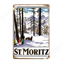 St Moritz Switzerland Vintage Travel Poster Design Metal Sign Cinema Living Room Custom Poster Tin Sign Poster