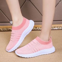 Fitness Shoes XNHN 2024 Women Sneakers Vulcanised Sock Summer Slip On Flat Plus Size Loafers Walking