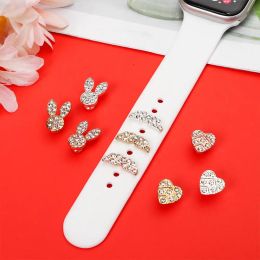 Creativity Metal Heart Wing Rabbit Rivet Silicone Strap Decorative Ring Nails For Apple Watch Band Charms Accessories For iwatch