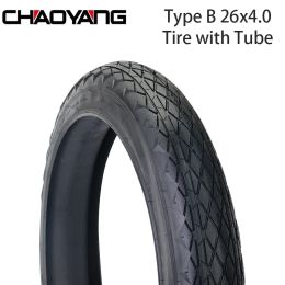 CHAOYANG 26x4.0 Bicycle Half Bald Bike Fat 26 Inch Tire Tube Set Cycling Road Electric Bicycle Parts