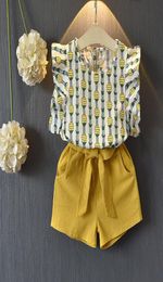 2 3 4 5 6 7 8 Year Girls Clothes 2019 New Summer Casual Children Clothing Set Pineapple Printed Tops Shorts 2pcs Kids Suits5970859