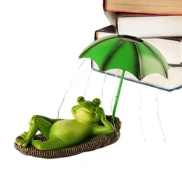 Garden Decorations Resin Nap Umbrella Frog Statue Outdoor Decor Solar Pond For Decoration