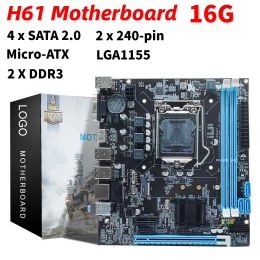 Motherboards H61 Game Motherboard 16GB MicroATX PC Computer Motherboard LGA1155 2 x DDR3 CPU 4 X SATA 2.0 Realtek 10/100 Mbps LAN Onboard