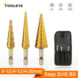 3-12 4-12 4-20mm HSS Titanium Step Pagoda Drill Bit Conical Stage Drill For Metal Wood High Speed Stepped Drill Set Power Tools