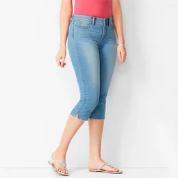 Women's Jeans Summer Cropped Pants Stylish With Gradient Colour Slim Fit Mid-calf Length For Commute School Or Vacation