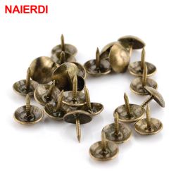 50PCS NAIERDI 8.5x16mm Bronze Tacks Antique Decorative Jewellery Gift Box Push Pin 10x10mm Door Nail For Fasteners Hardware