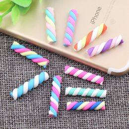 10pcs 18colors 25*5mm Kawaii Spiral Marshmallow Candy Polymer Clay Cabochons Flatback For DIY Phone Decoration