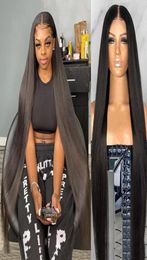 30 40 Inch Straight Lace Front Wig Brazilian 13x4 Lace Frontal pre plucked Bob Wigs For Black Women Human Hair 250 Density7588459