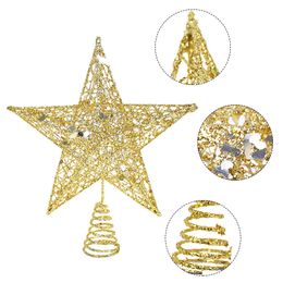 Hollow Sparkle Star Toppers Christmas Tree Topper Gold Silver Red Xmas Tree Ornament for Christmas New Year Party Treetop Decor