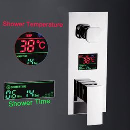 Wall Mounted Brass Shower Control Mixer Valve Digital Temperature Display 2-3 Ways Pre-box Intelligent Bath Shower Mixers