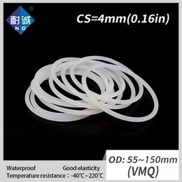 1PCS/lot Silicone rubber oring VMQ CS 4mm OD55/60/65/70/72/75/80/85/90/95/100/105/150mm O Ring Gasket Silicone O-ring waterproof