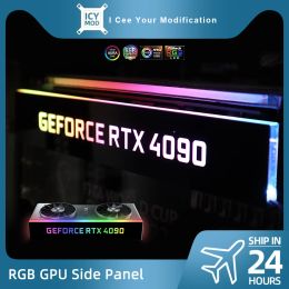 Towers RGB GPU Side Panel Customizable ARGB VGA Decoration Video Card Cover Customize 5V3PIN/12V4PIN AURA PC MOD PC Case MOD RTX GTX