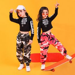 2023 New Jazz Dance Costumes For Kids Long Sleeved Camouflage Pants Hip Hop Dance Clothes Girls Jazz Performance Costumes XS1020