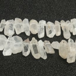 Natural Rock White Crystal Quartz Beads Raw Wand Quartz Healing Point Mineral Specimen Energy Drilled Stone For Jewelry Making